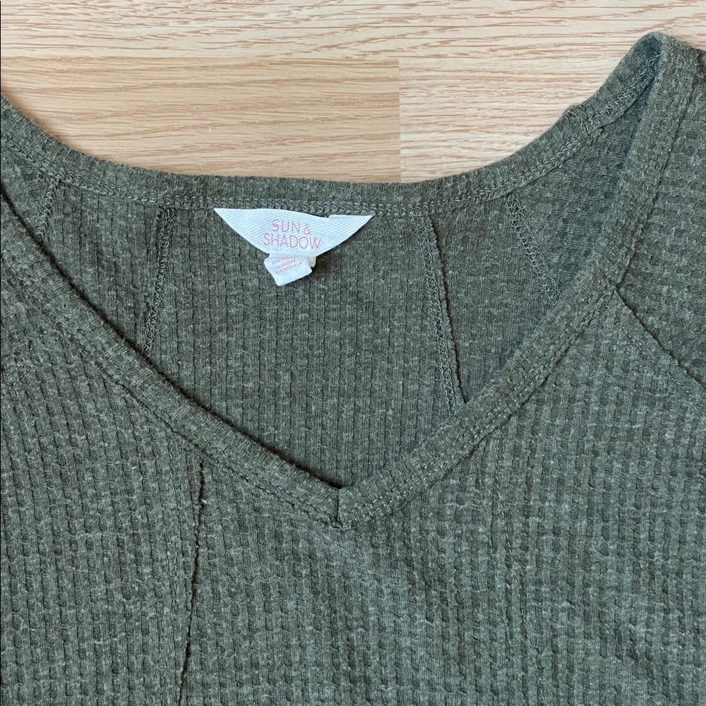Sun & Shadow Sage Green Ribbed Top - Picture 2 of 7